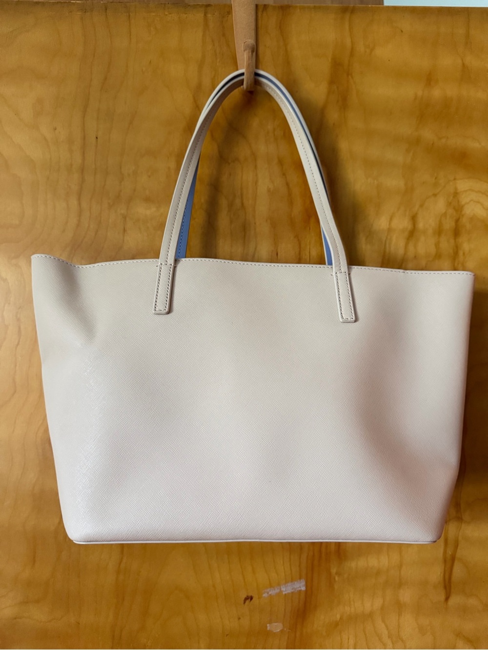 kate spade New York Leather Tote Light Tan Blue Interior Shoulder Bag - Picture 4 of 10